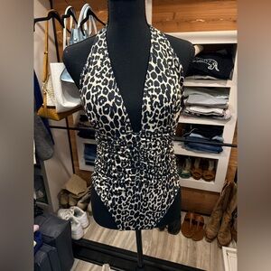 Leopard Print Halter Top Bathing Suit